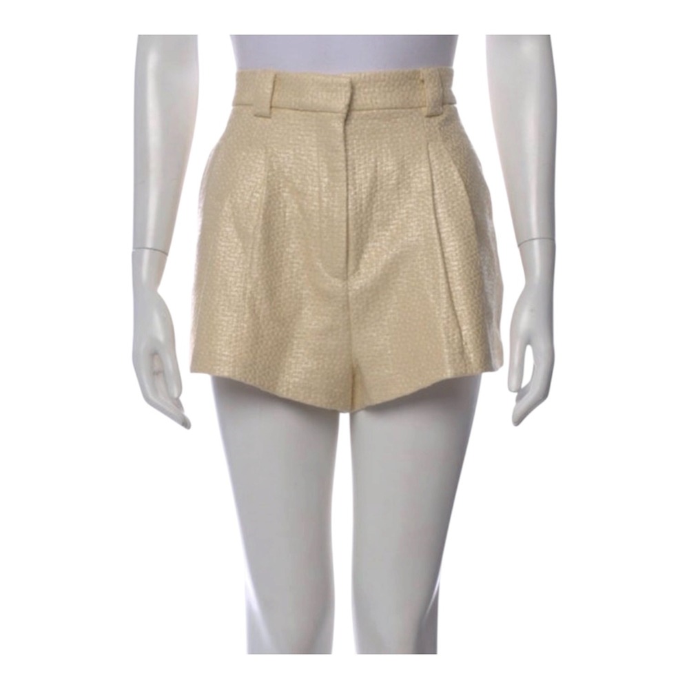 Diotima Two Pleat Shorts Sand Laminate Basketweave High Waist Size 4 22WWP01T007